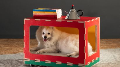 Photo of a prototype dog bed from the Multifunctional Pet Furniture for Small Space Living project