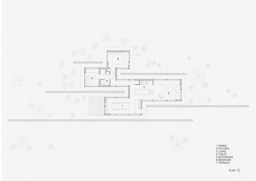 Plan of Block Wall House by Nendo