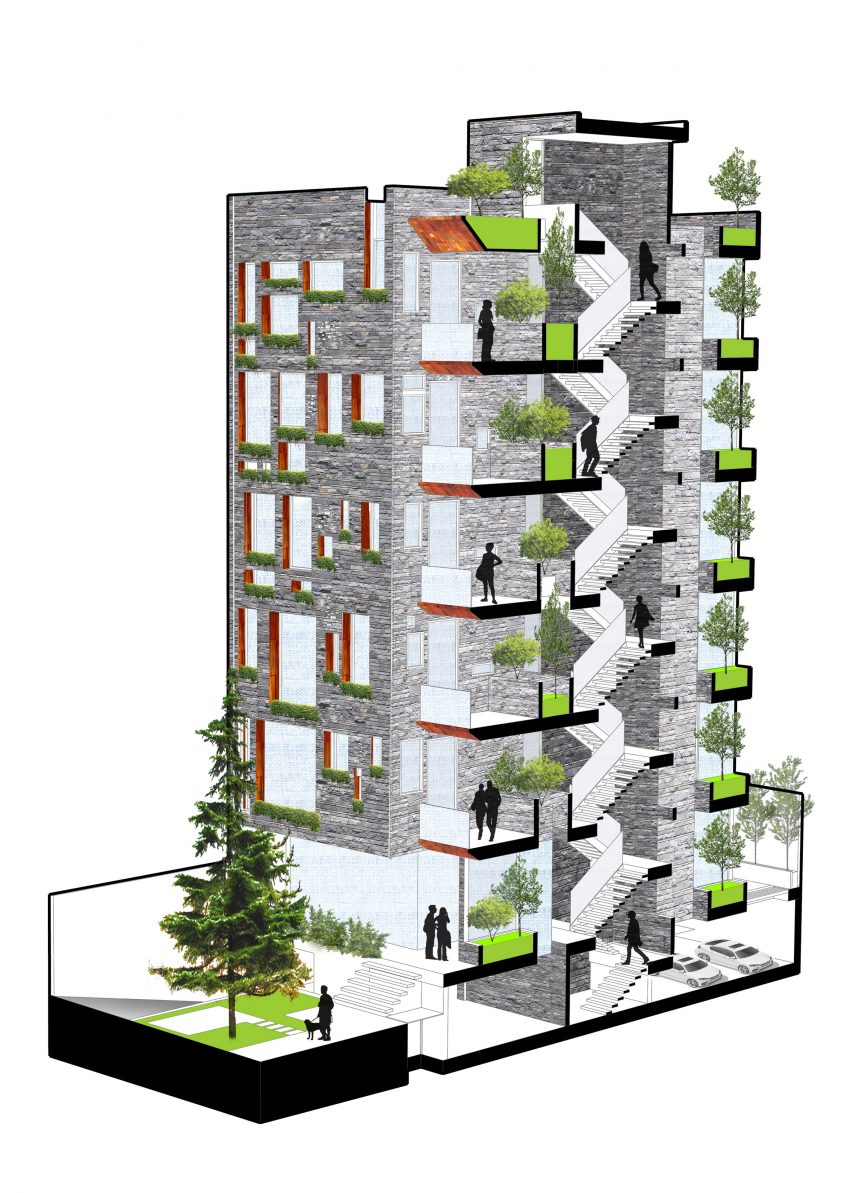 Section of Darya Residential Apartment by Hooba Design