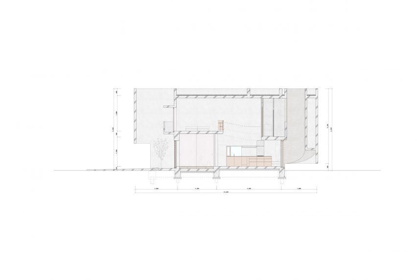 Section of House in Nishizaki by Studio Cochi Architects