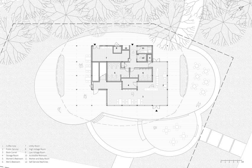 Plan of Jinji Lake Pavilion by Galaxy Arch