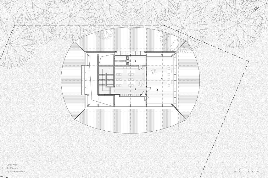 Plan of Jinji Lake Pavilion by Galaxy Arch