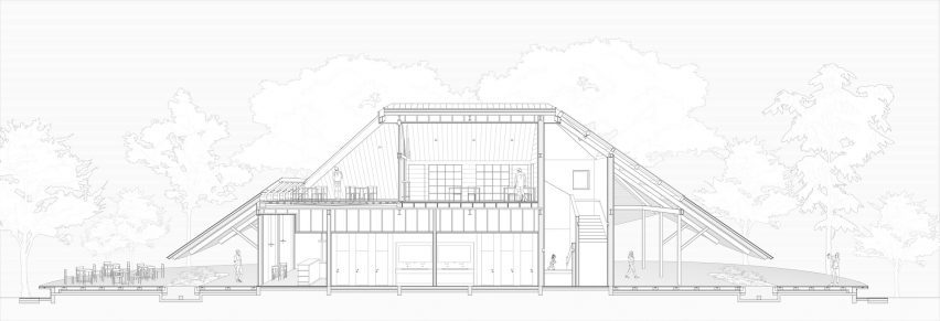 Section of Jinji Lake Pavilion by Galaxy Arch