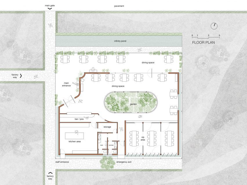 Plan of Nhà Tú Garden Restaurant by Long Nguyen Design