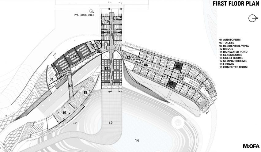 First floor plan of The National Institute of Water Sports by MOFA Studios
