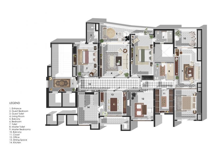 Plan of House of Gond apartment by Renesa