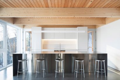 Kitchen with chrome island