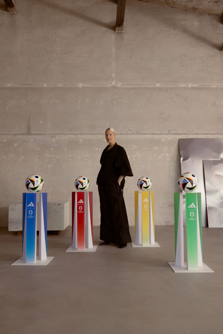 Sabine Marcelis with football plinths