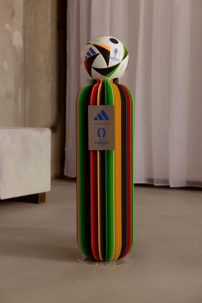 Stripey Euro 2024 matchball plinth