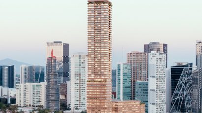 Red-toned skyscraper in guadalajara