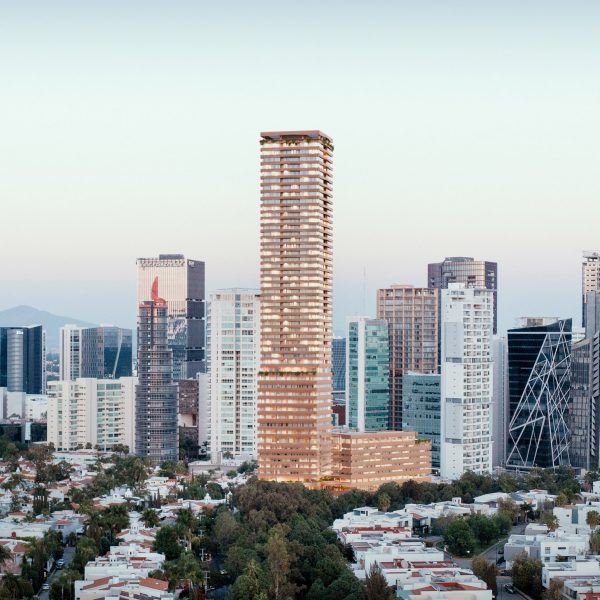 Red-toned skyscraper in guadalajara