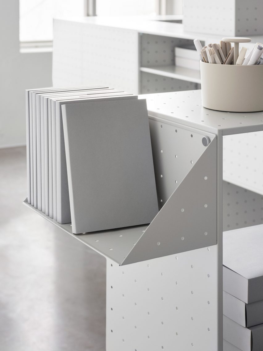 Shelf detail of Center Center storage, designed by Form Us With Love and produced by String Furniture