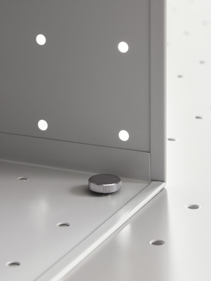Fixing detail of Center Center storage, designed by Form Us With Love and produced by String Furniture