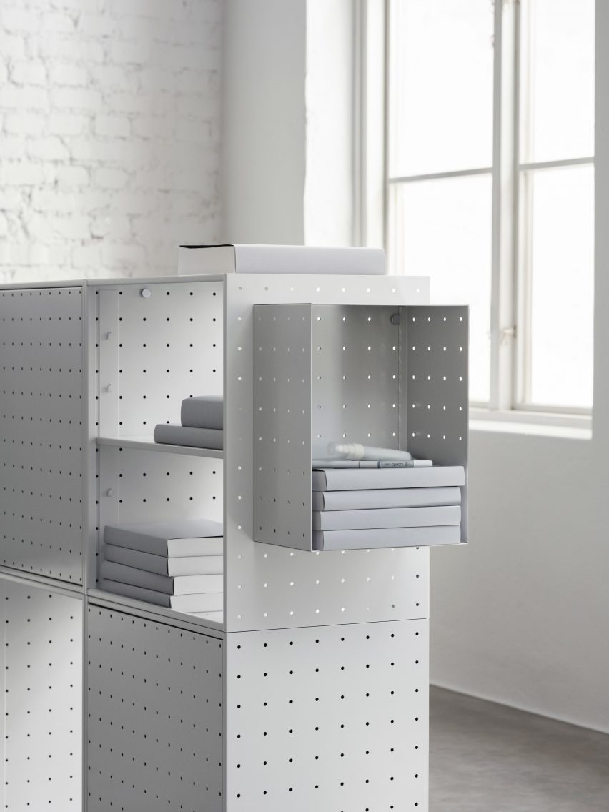 Shelf detail of Center Center storage, designed by Form Us With Love and produced by String Furniture