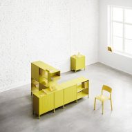 Center Center storage in yellow, designed by Form Us With Love and produced by String Furniture