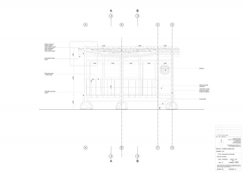 Elevation of Farmer's Arms Cold Food Store by Hayatsu Architects