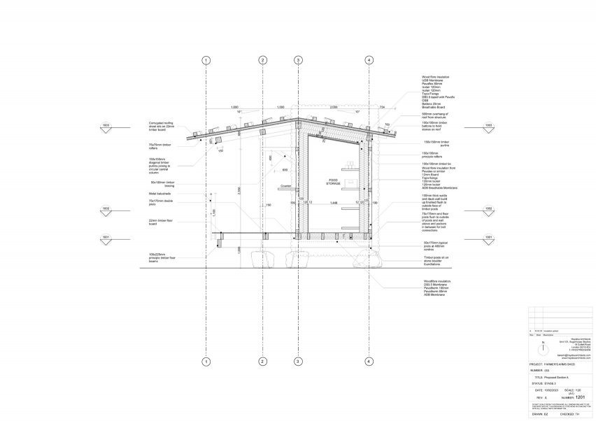 Section of Farmer's Arms Cold Food Store by Hayatsu Architects