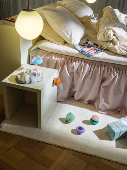 Messy bedroom with glassware