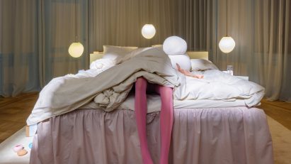 Mannequin under bedsheets