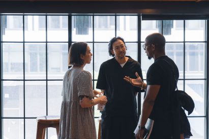 A group of people chatting