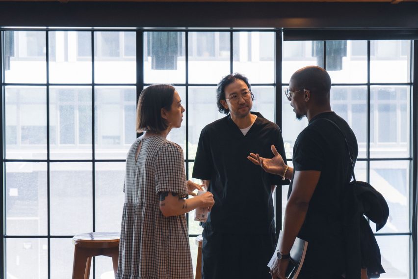 A group of people chatting