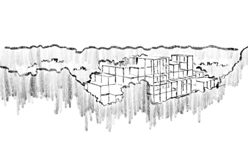 Drawing of Mexican apartment complex