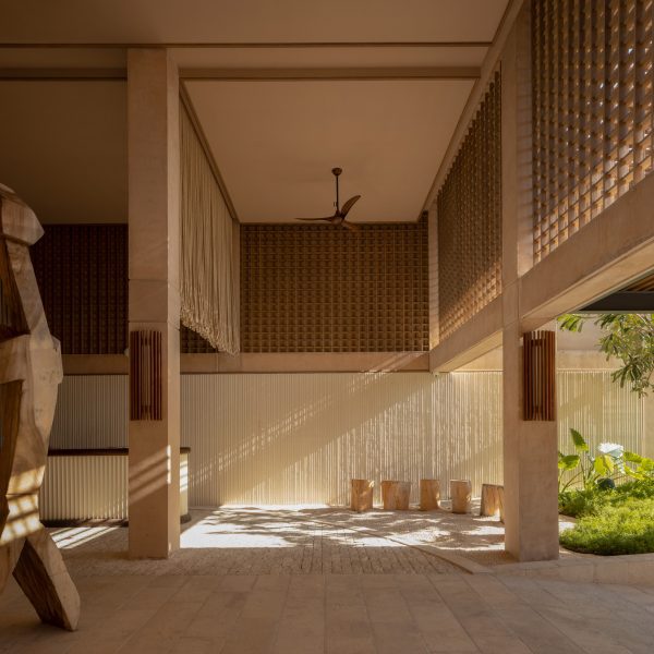 Tall ceilings in courtyard