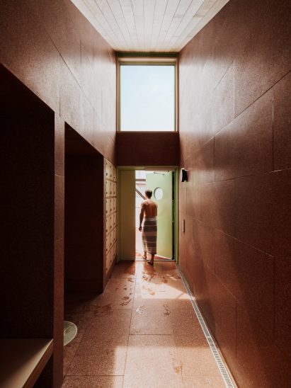 Corridor within Trosten sauna in Oslo