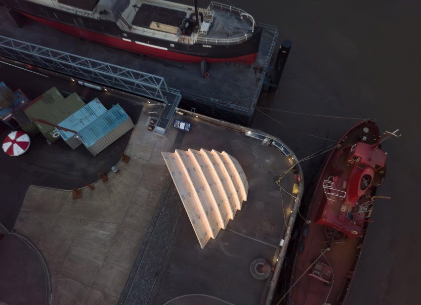 Overhead view of timber pavilion