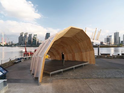 Curved timber pavilion