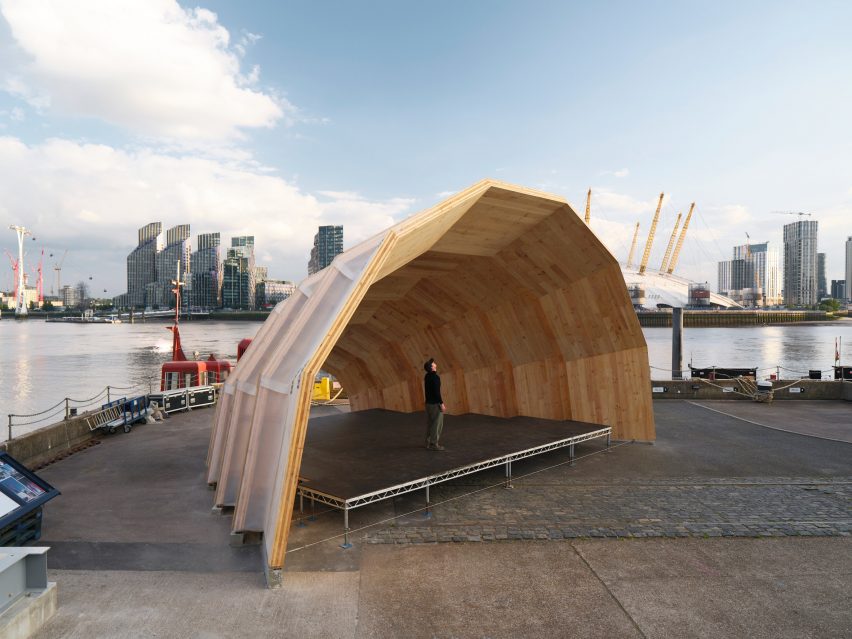 Curved timber pavilion