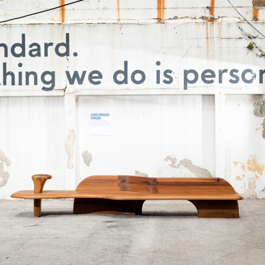 Wooden bench at We Design Beirut