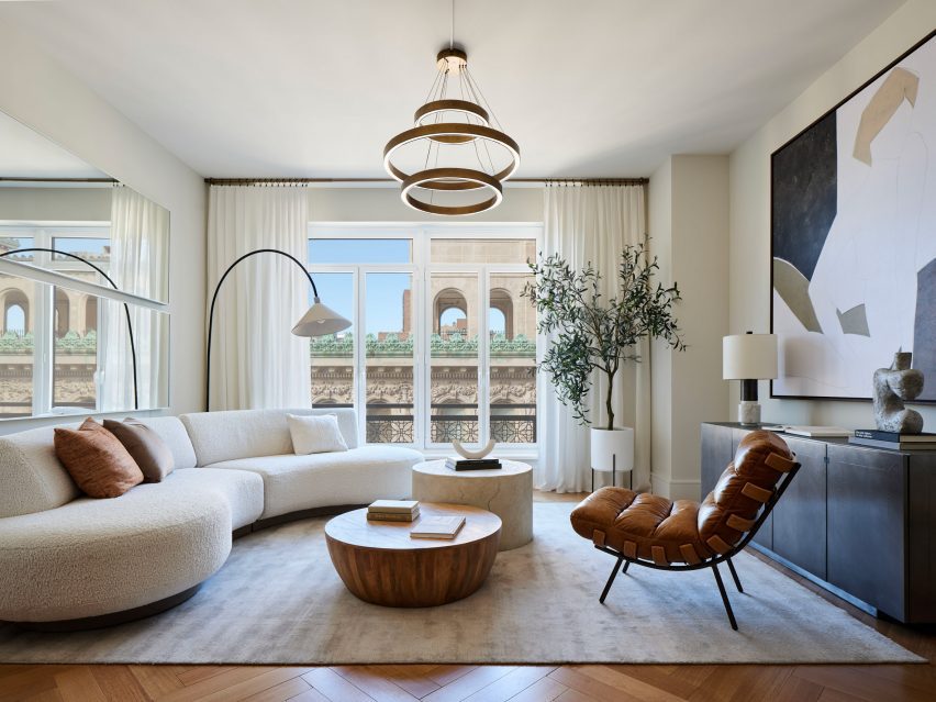 Living rom with white couch