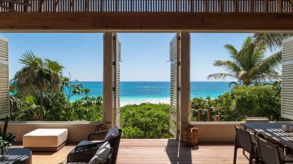 Photo of Pink Sands Beach house in the Bahamas by Brillhart Architecture and Darren Sawyer