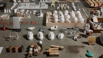 A photograph of a collection of archival museum objects