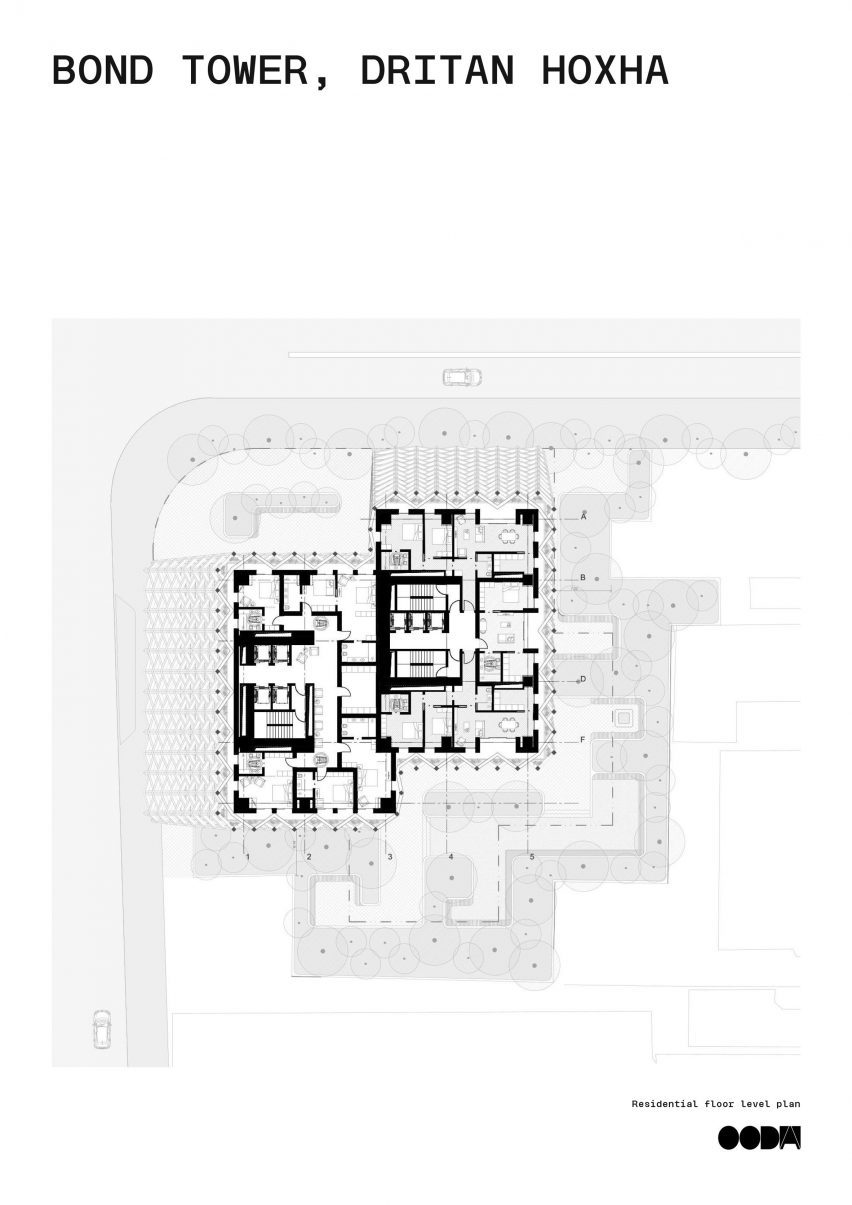 Residential floor plan of Bond Tower by OODA