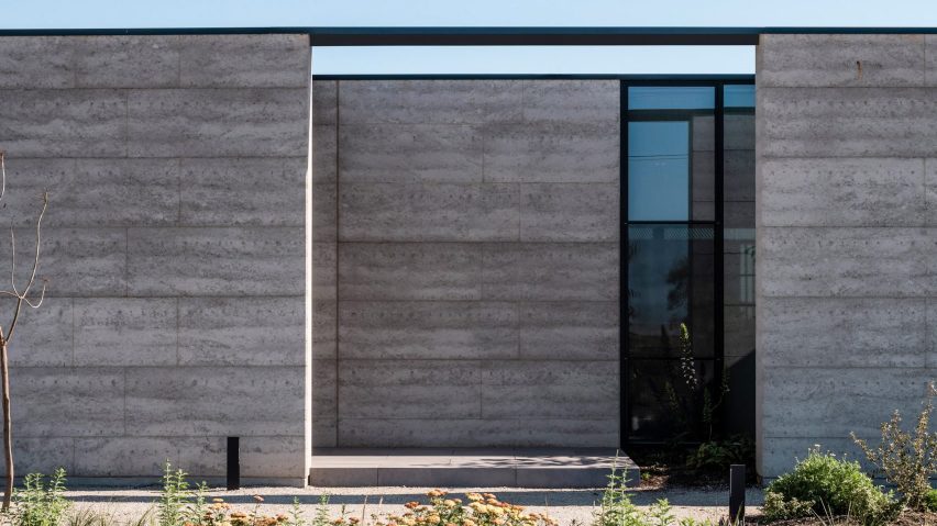Rammed earth concrete walls