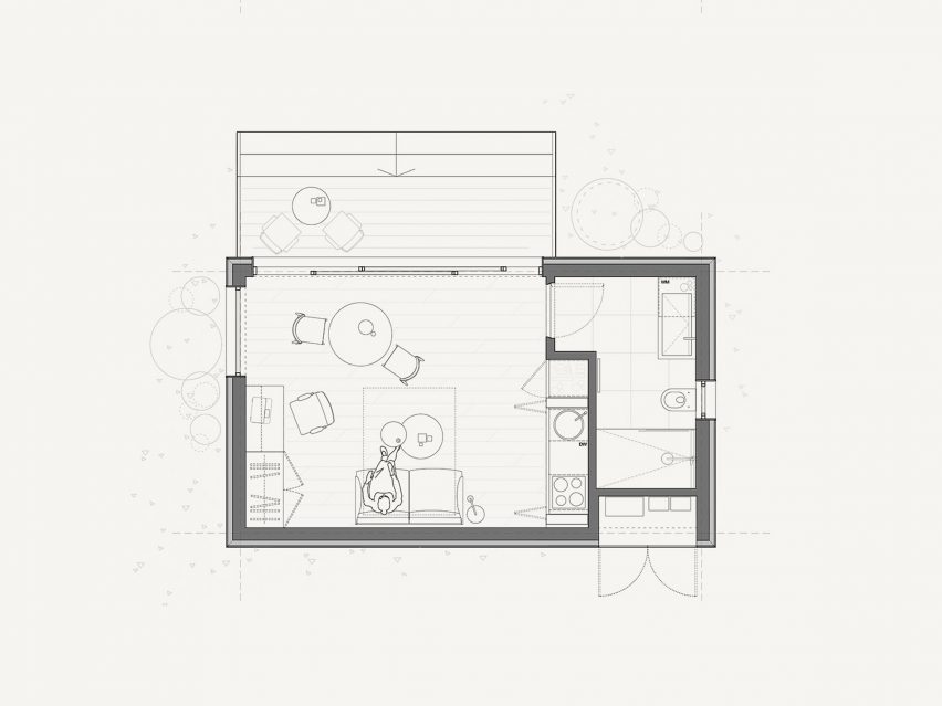Plan of Cosmic ONE micro home by Cosmic