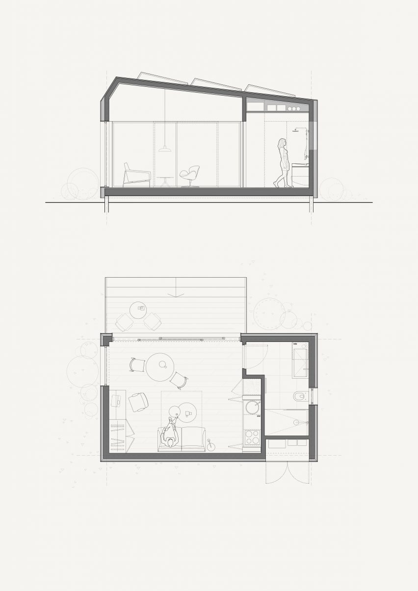 Plan of Cosmic ONE micro home by Cosmic