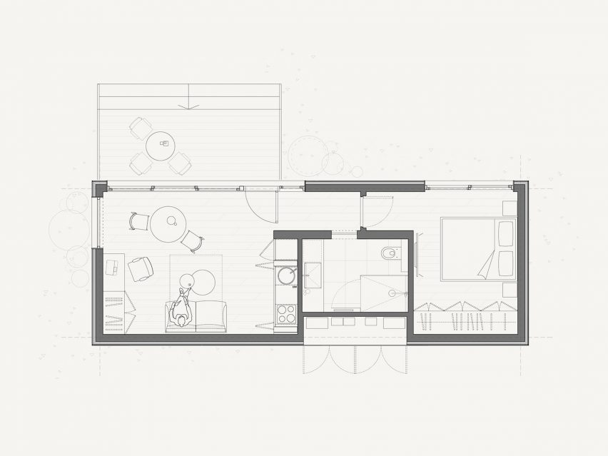 Plan of Cosmic ONE micro home by Cosmic