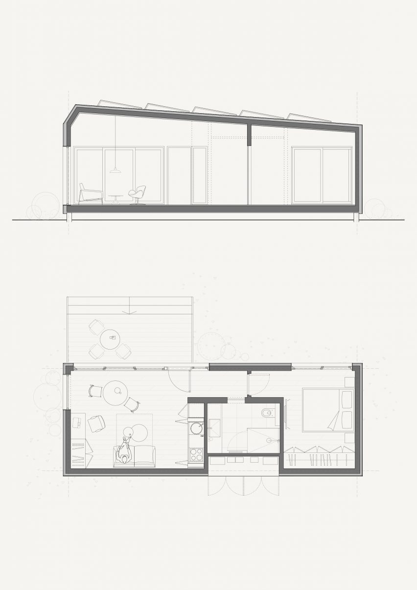 Plan of Cosmic ONE micro home by Cosmic