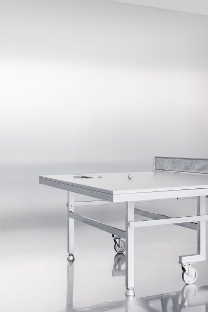 Ping-pong table within India Mahdavi's gallery in Paris