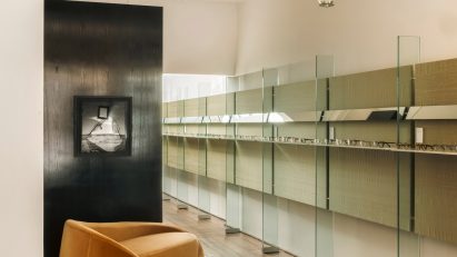 Glass shelves in Cubitts store by Tutto Bene