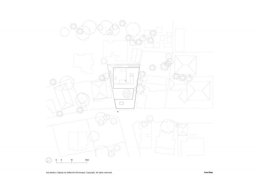 Site plan of Dot.Ateliers Ogbojo by DeRoché Strohmayer