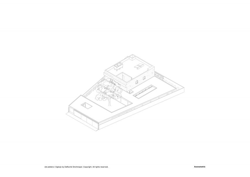 Axonometric drawing of Dot.Ateliers Ogbojo by DeRoché Strohmayer