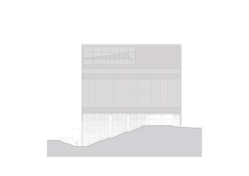 Elevation of Audeum by Kengo Kuma and Associates
