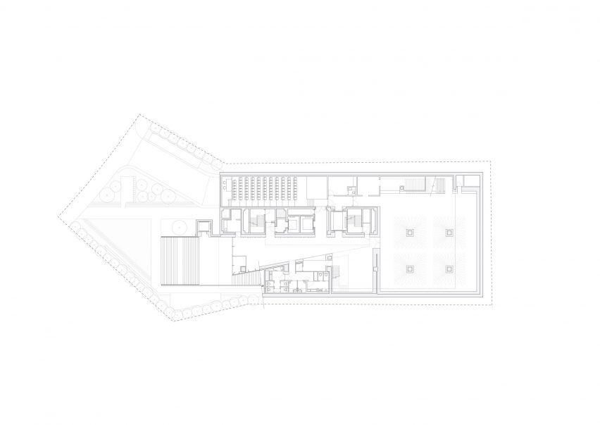 Entrance-level floor plan of Audeum by Kengo Kuma and Associates