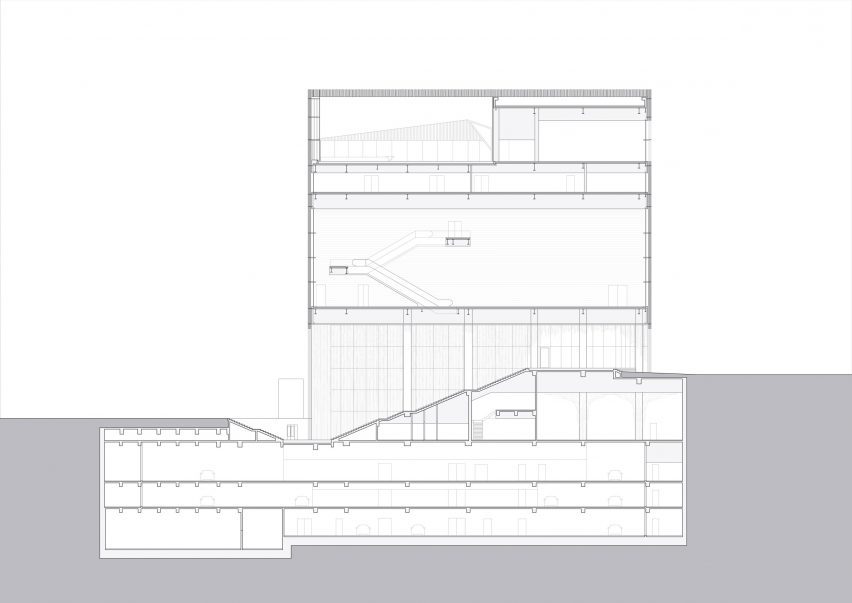 Section of Audeum by Kengo Kuma and Associates