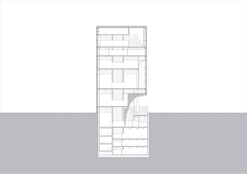 Section of Audeum by Kengo Kuma and Associates