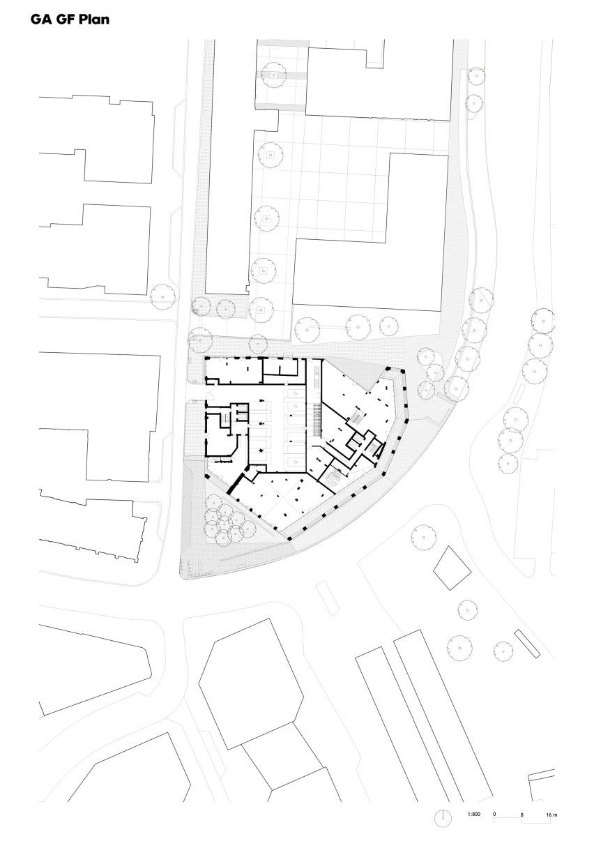 Ground floor plan of One Ashely Road by Alison Brooks Architects